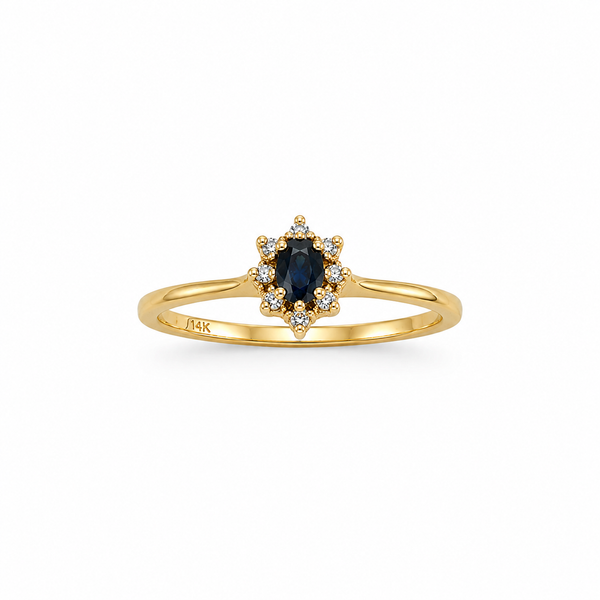14k Gold Ring with Sapphire & Diamond details