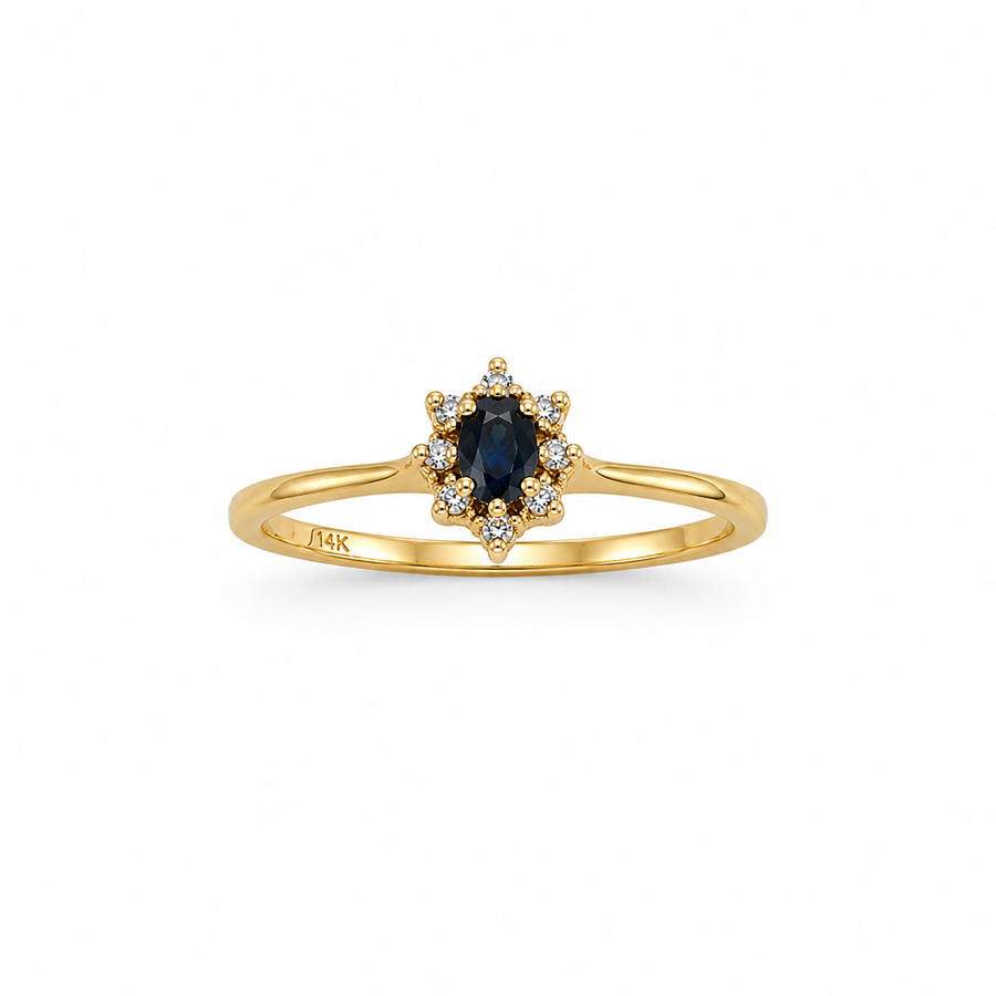 14k Gold Ring with Sapphire & Diamond details